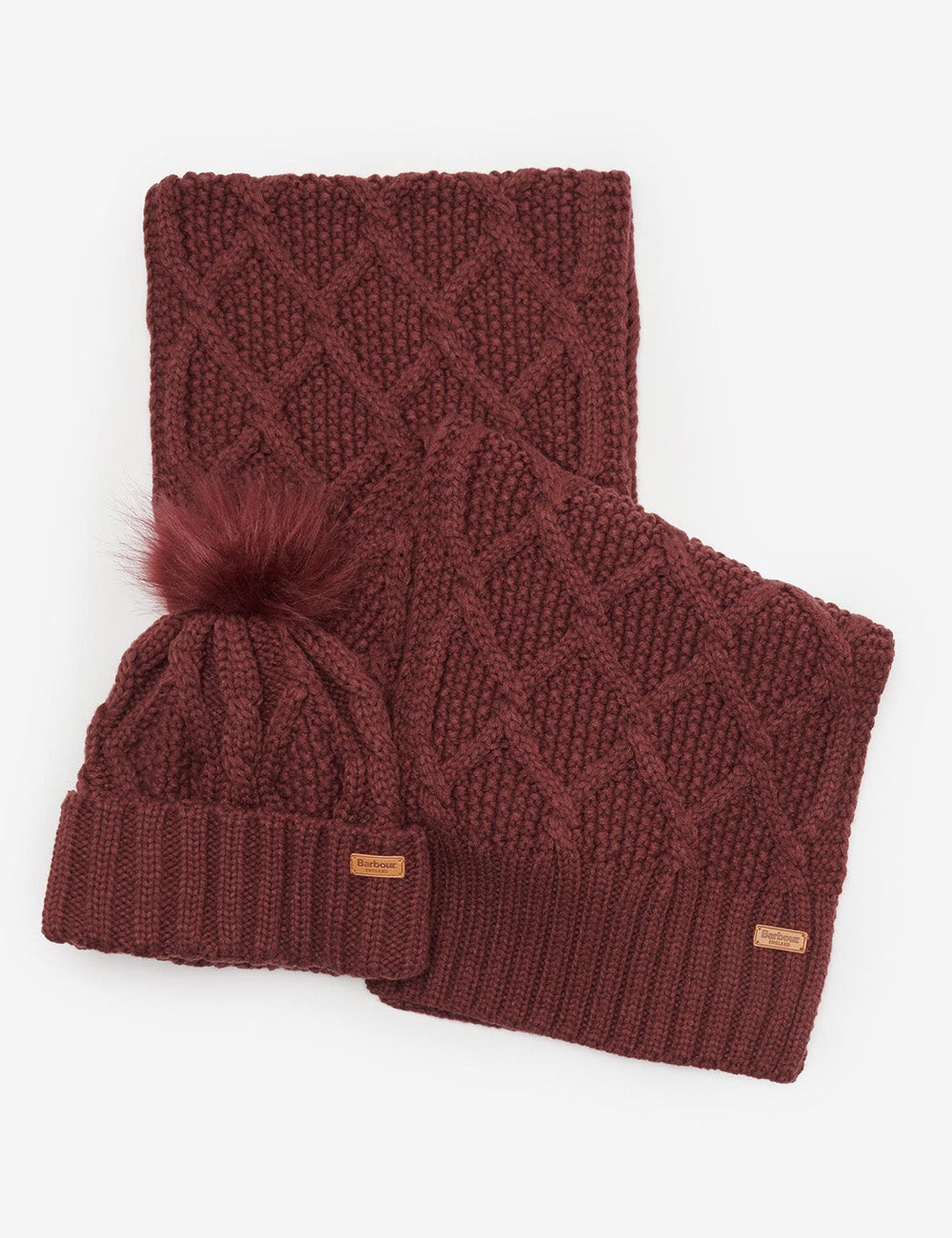 Barbour Ridley Beanie & Scarf Set - Cabernet