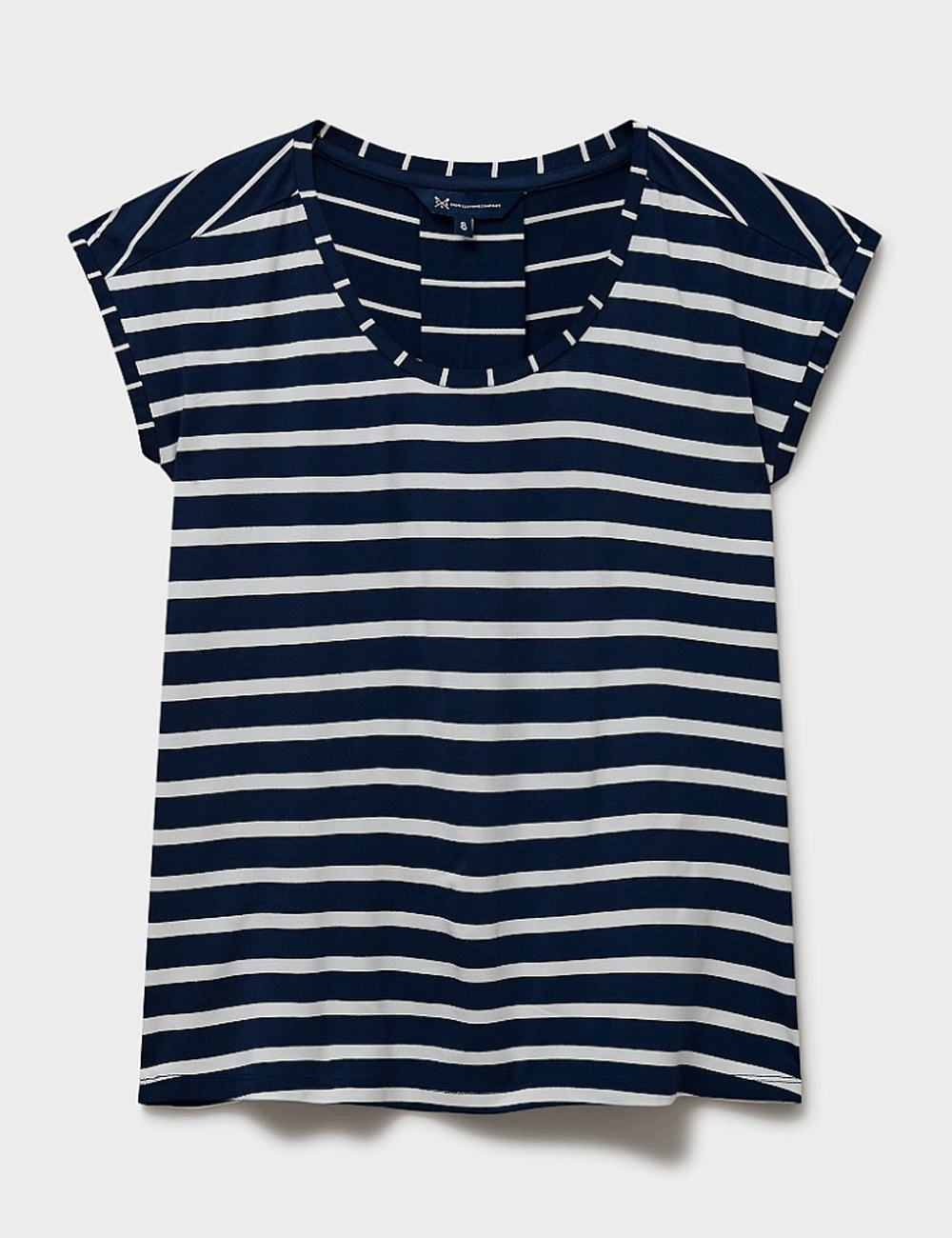 Crew Clothing Ruby Top in Navy/White on a grey background