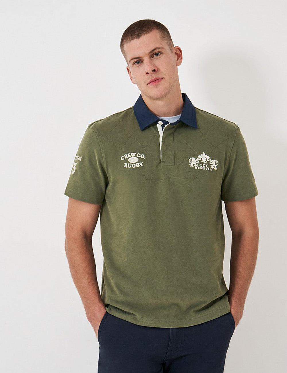 Crew Clothing Short Sleeve Rugby Shirt - Heritage Olive