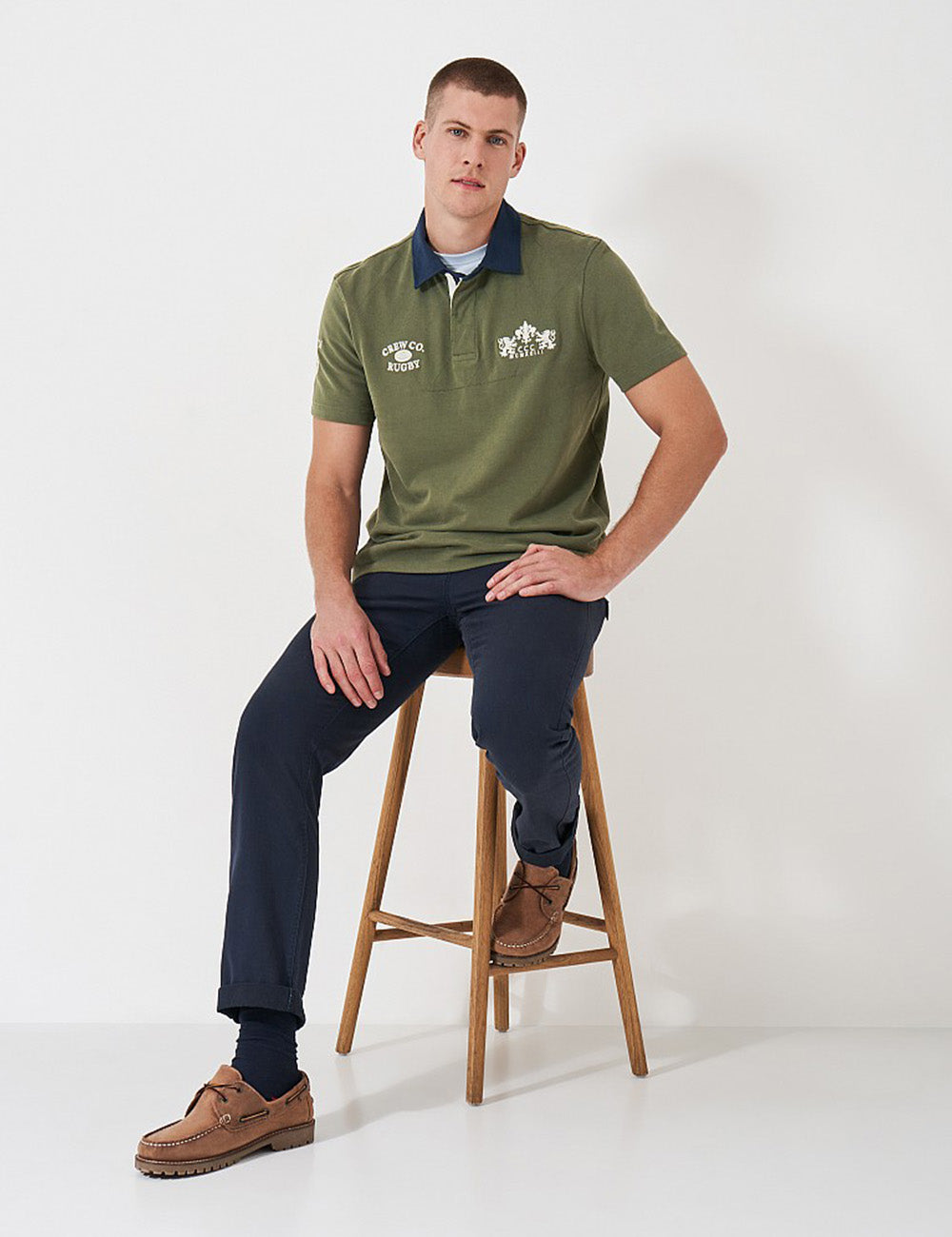 Crew Clothing Short Sleeve Rugby Shirt - Heritage Olive