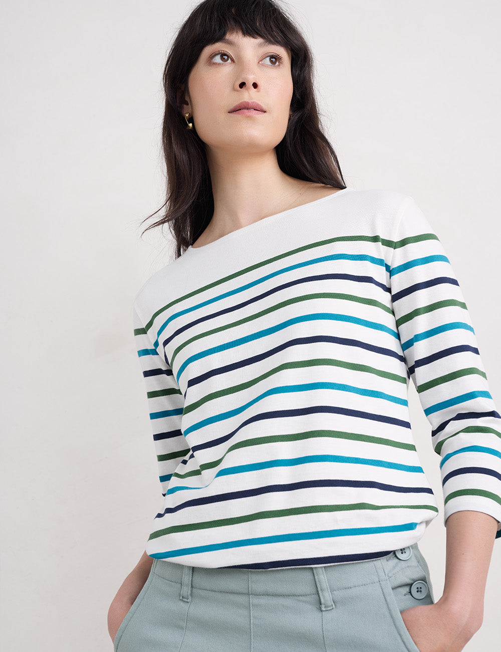 Seasalt Sailor Top - Falmouth Tri Breton Chalk Maritime