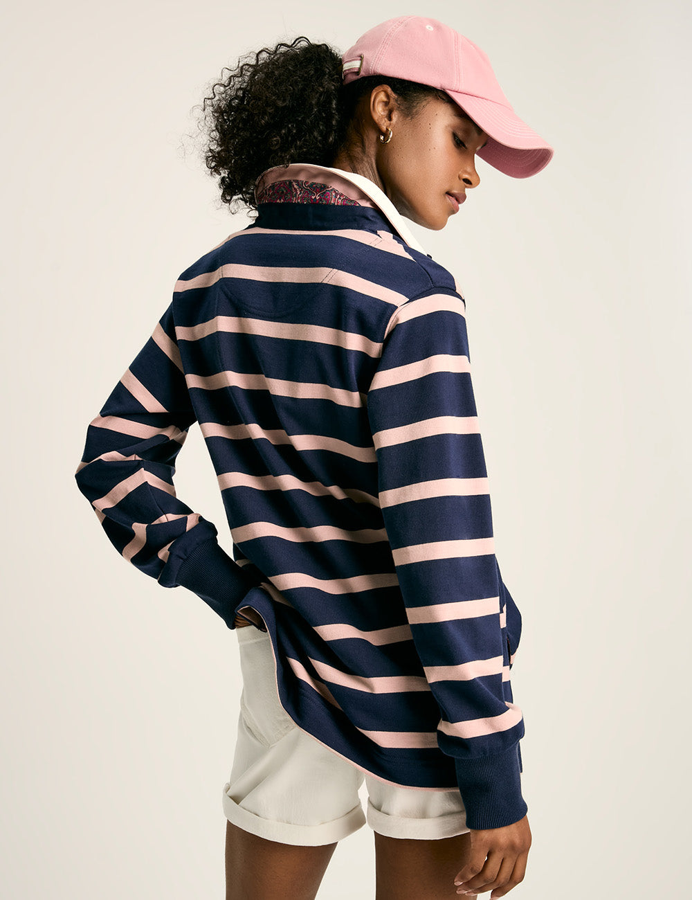 Joules Sammie Rugby Shirt - Navy/Pink Stripe