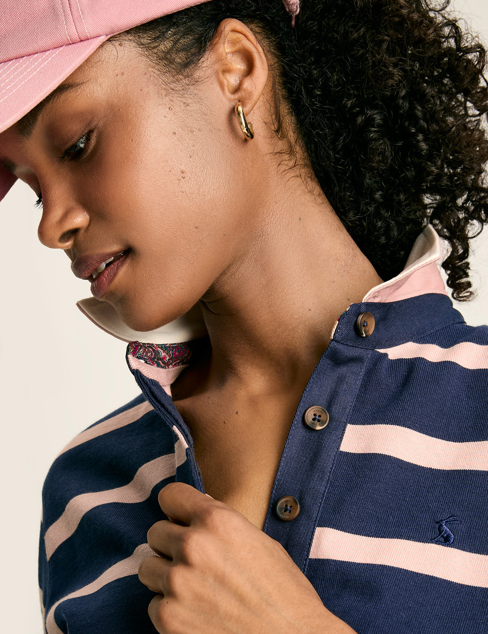 Joules Sammie Rugby Shirt - Navy/Pink Stripe