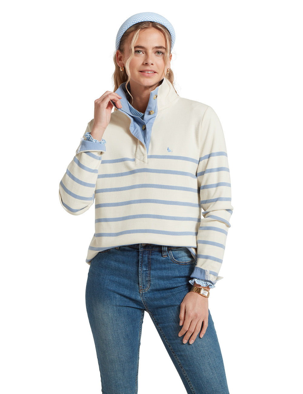 Schoffel Sandown Sweatshirt - Pale Stone Stripe