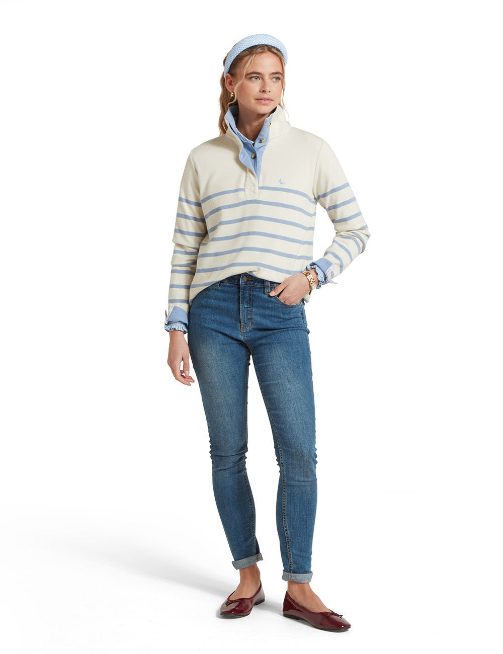 Schoffel Sandown Sweatshirt - Pale Stone Stripe