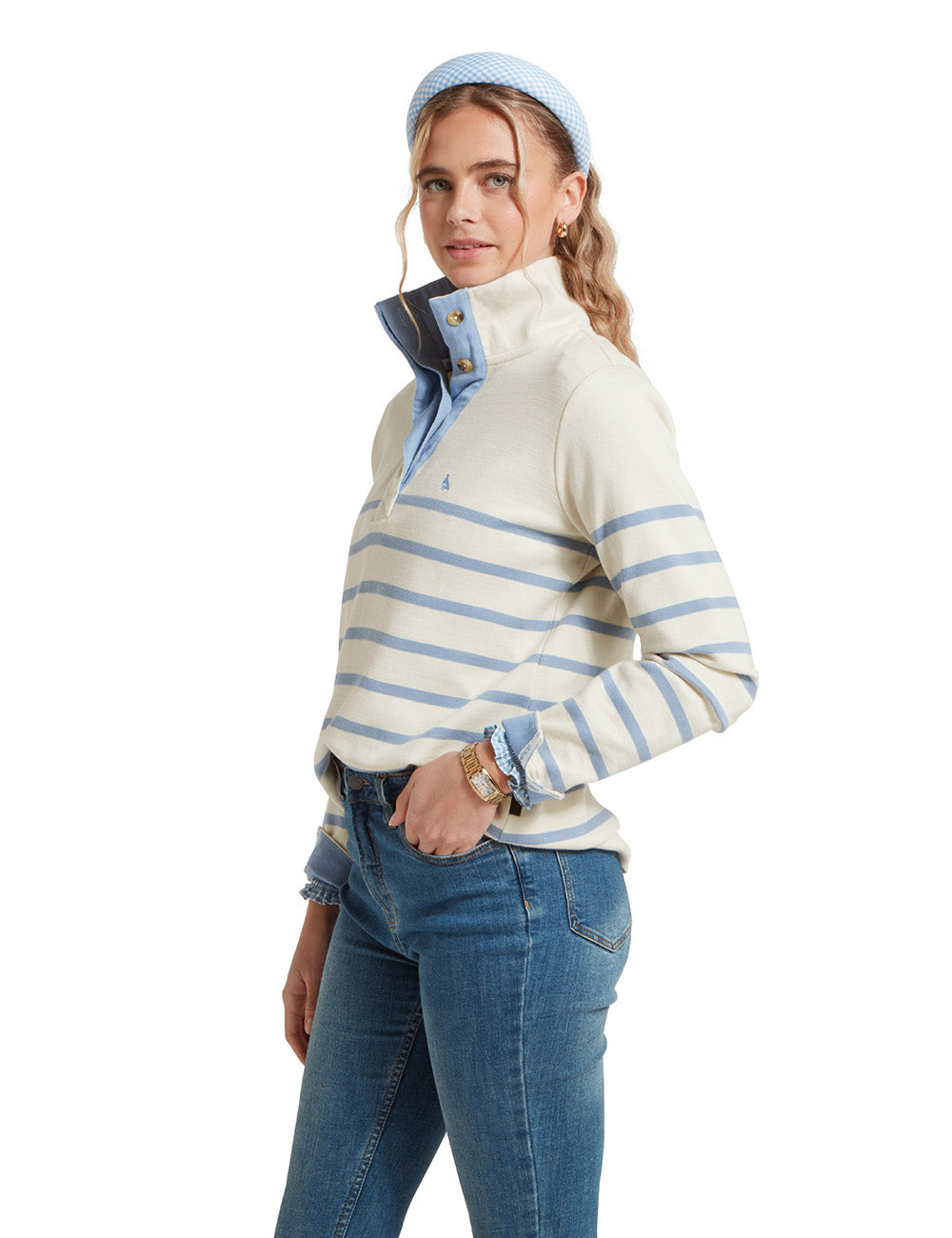 Schoffel Sandown Sweatshirt - Pale Stone Stripe