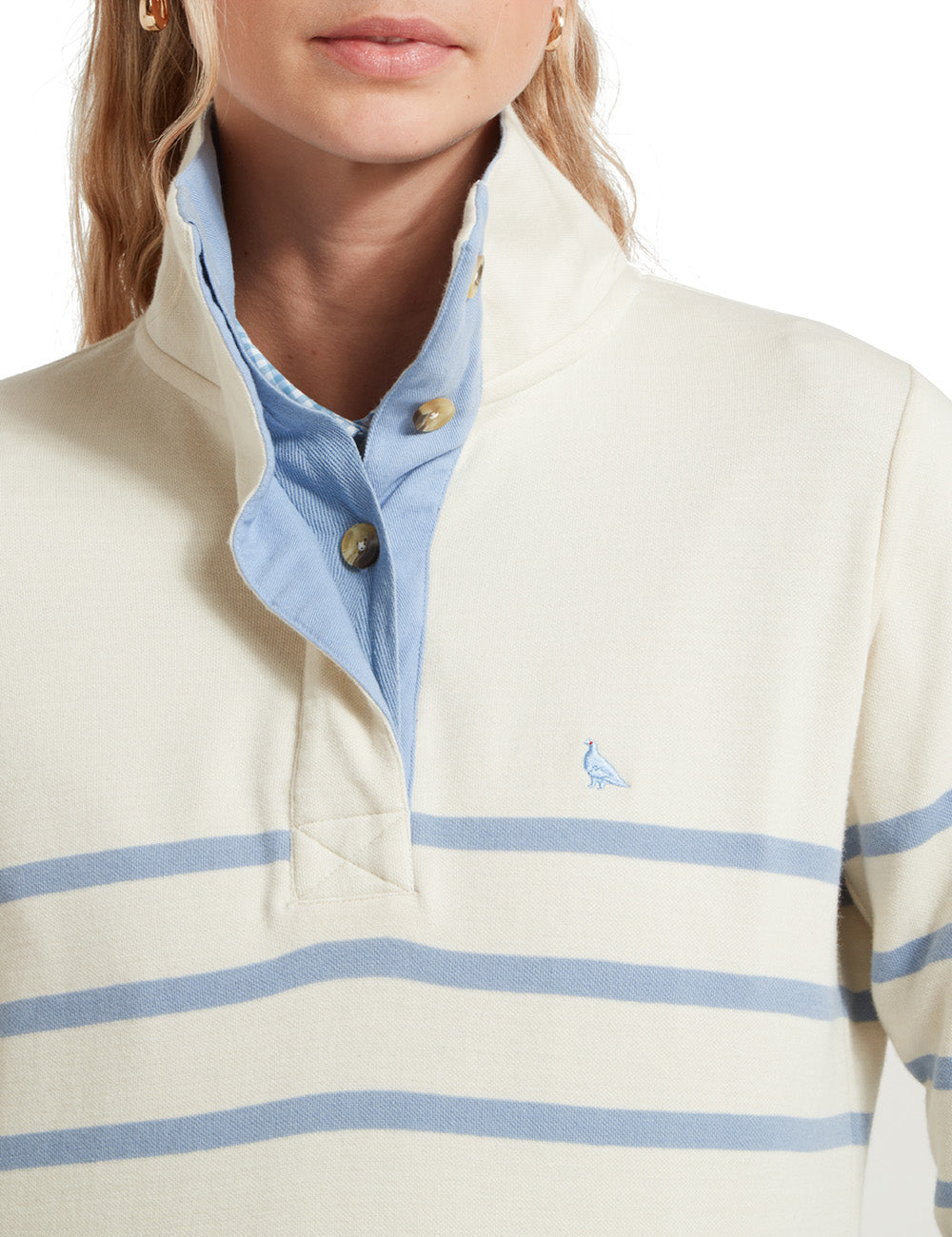 Schoffel Sandown Sweatshirt - Pale Stone Stripe