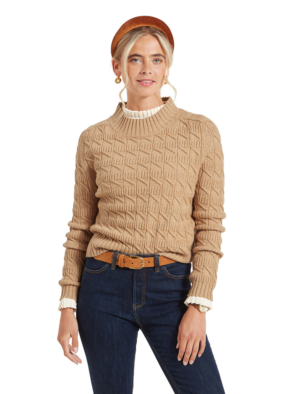 Schoffel Sandsend Cable Jumper - Warm Sand