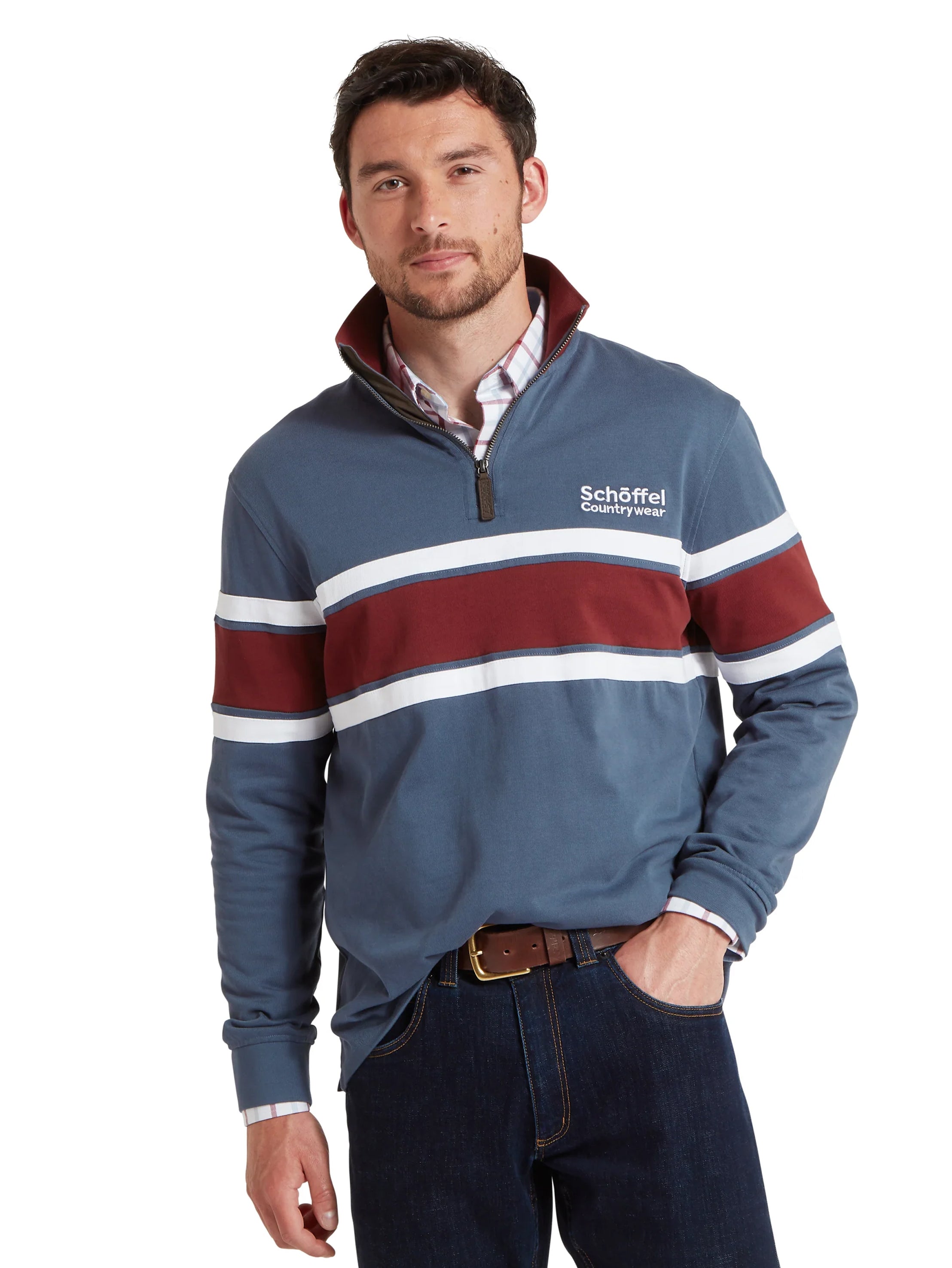 Schoffel Exmouth Heritage 1/4 Zip Oxford Navy