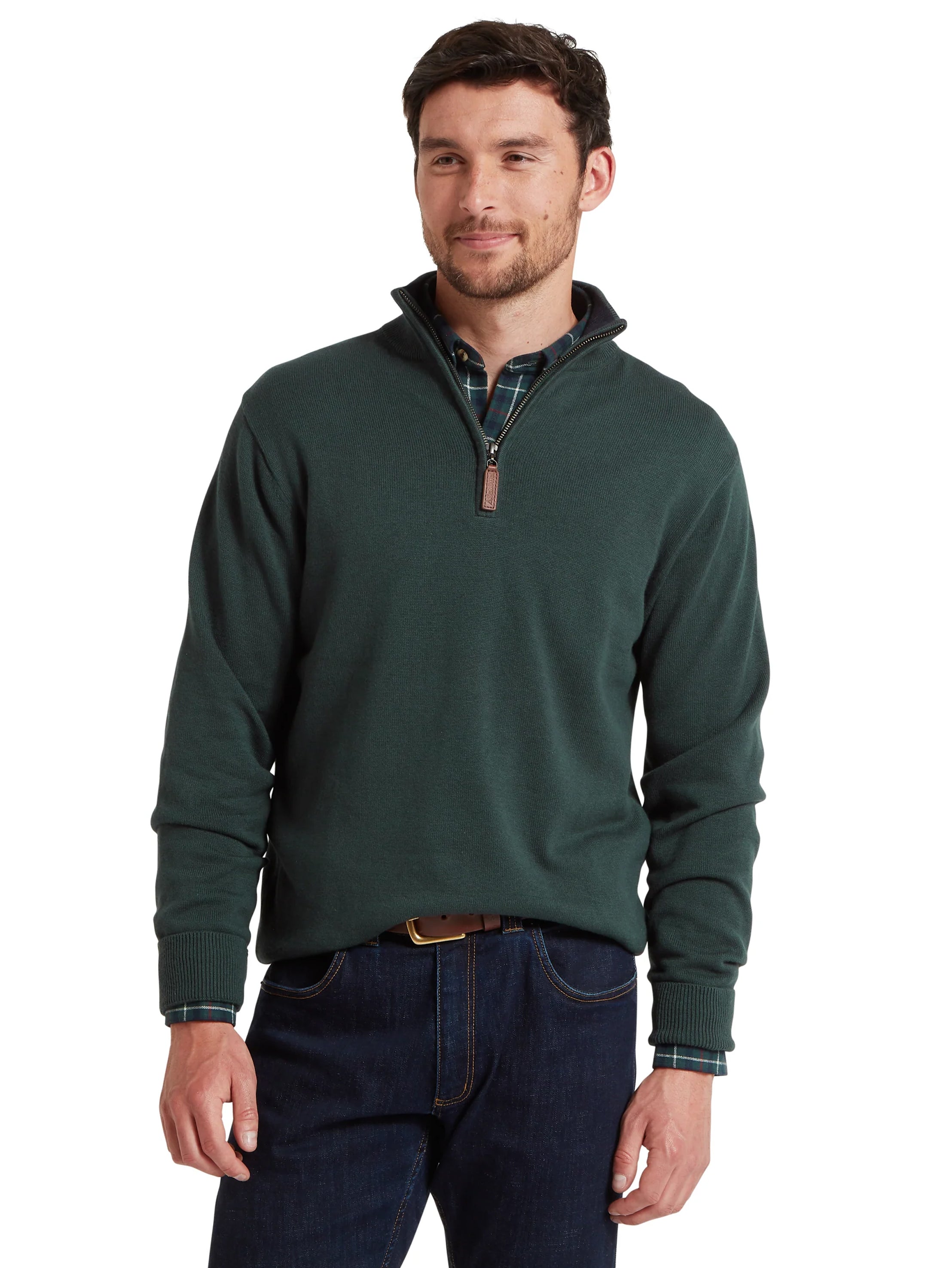 Schoffel Calton Cotton Cashmere 1/4 Zip Jumper Botanical Green