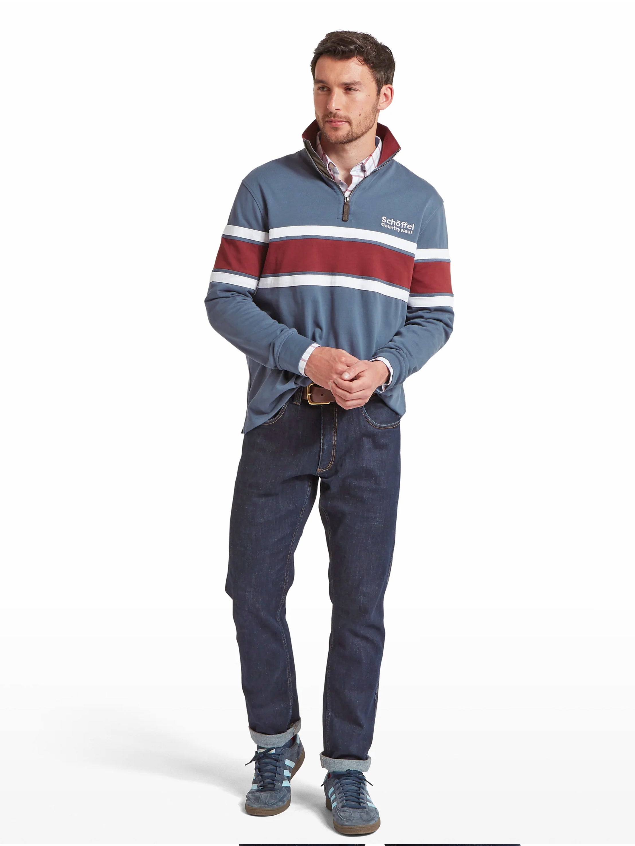 Schoffel Exmouth Heritage 1/4 Zip Oxford Navy