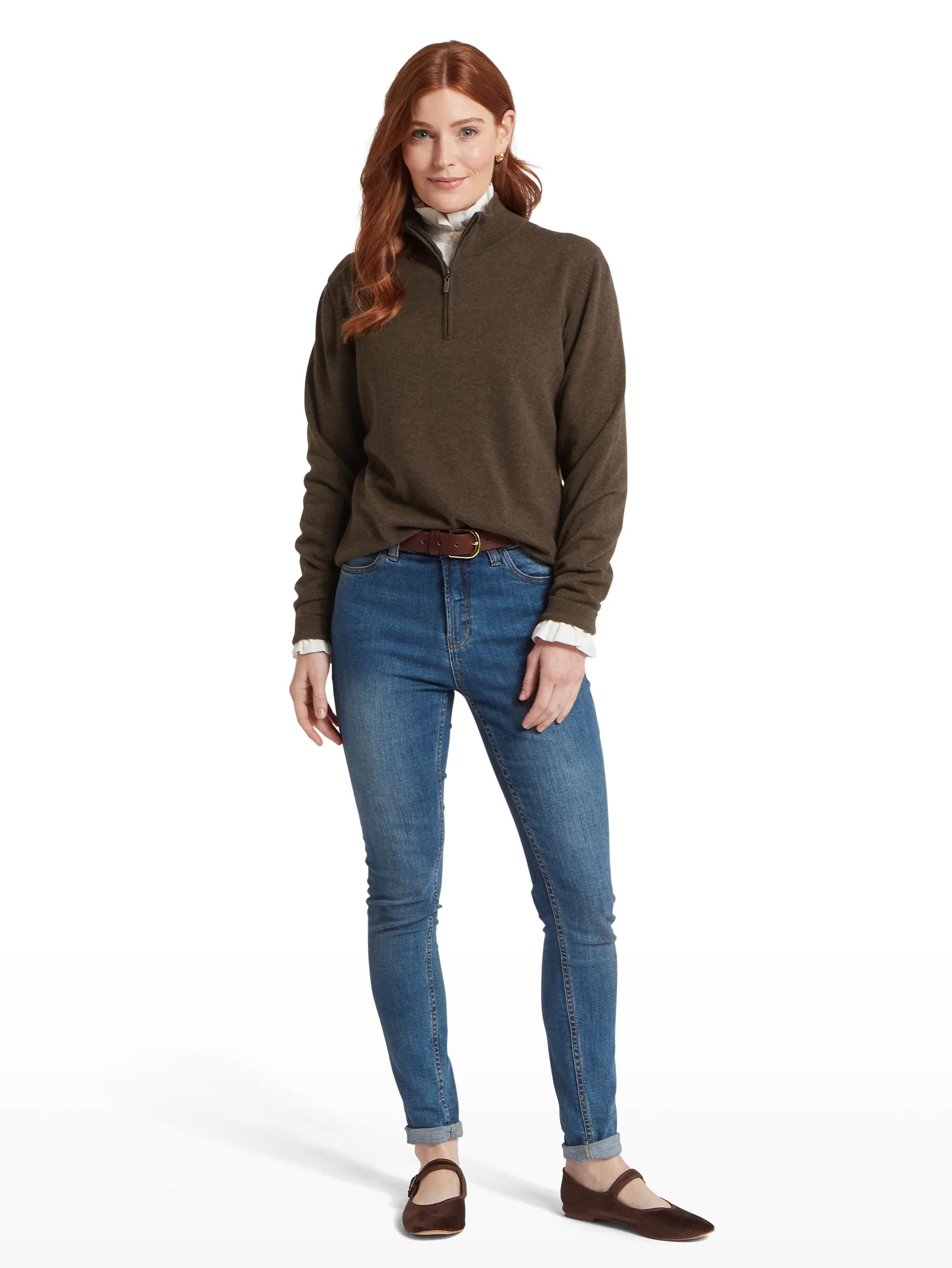 Schoffel Polperro Pima Cotton Quarter Zip Chocolate