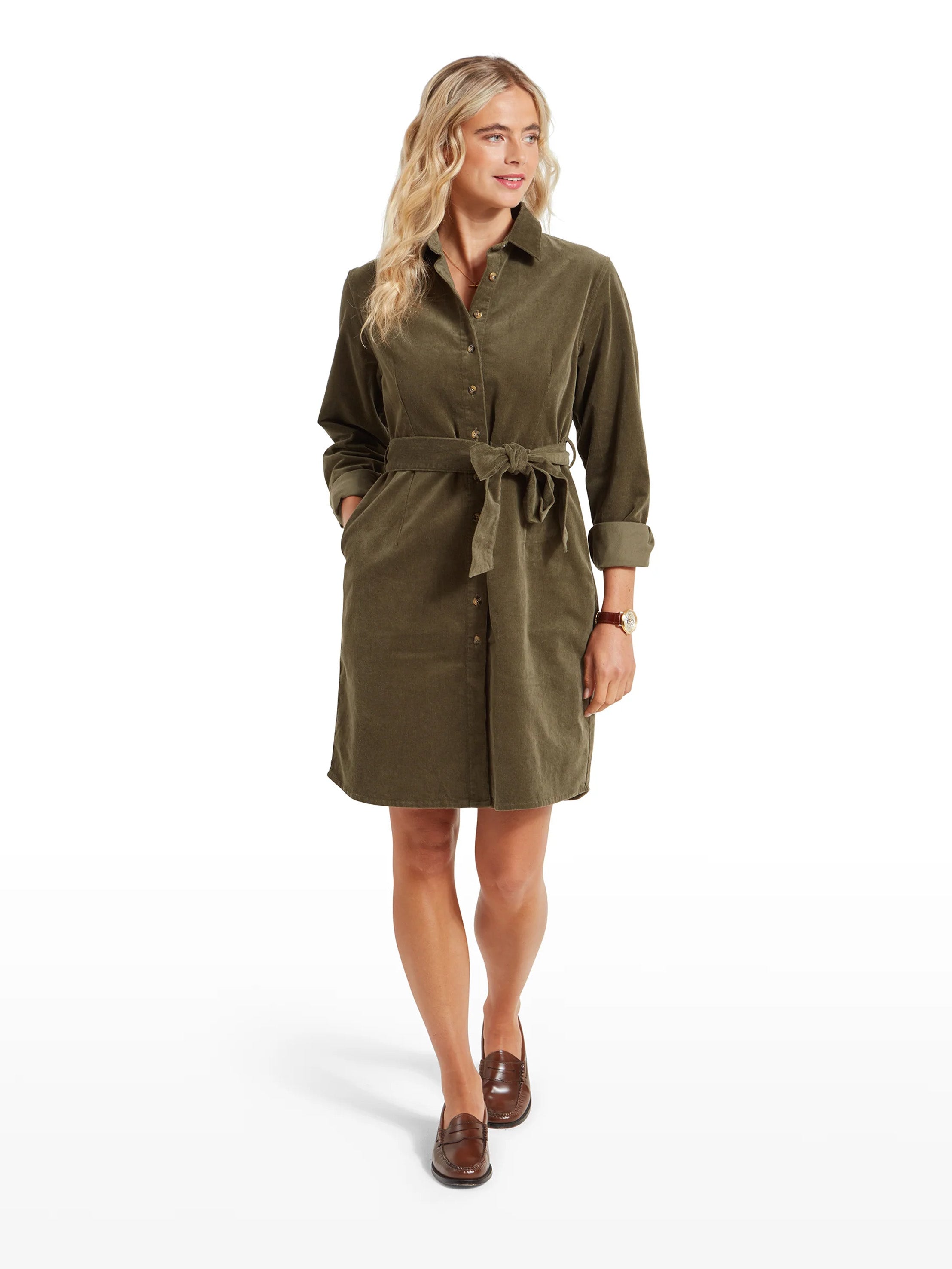 Schoffel Sage Cord Dress Dark Sage