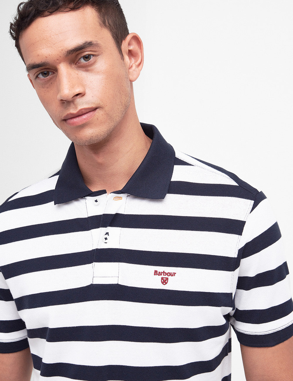 Barbour Stripe Sports Polo Shirt - Navy