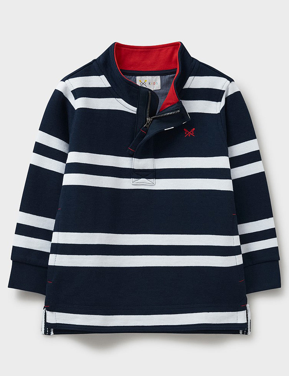 Crew Clothing 1/2 Zip Stripe Sweatshirt - Navy/White