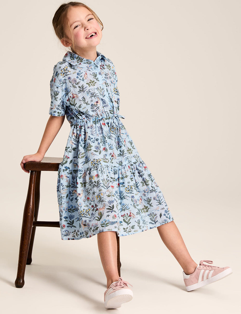 Joules Summer Shirt Dress - Blue Animal Floral