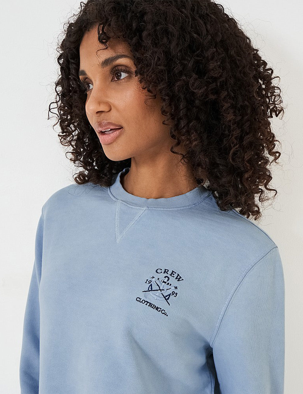 Crew Clothing Pigment Dyed Crew Neck Sweatshirt - Light Blue