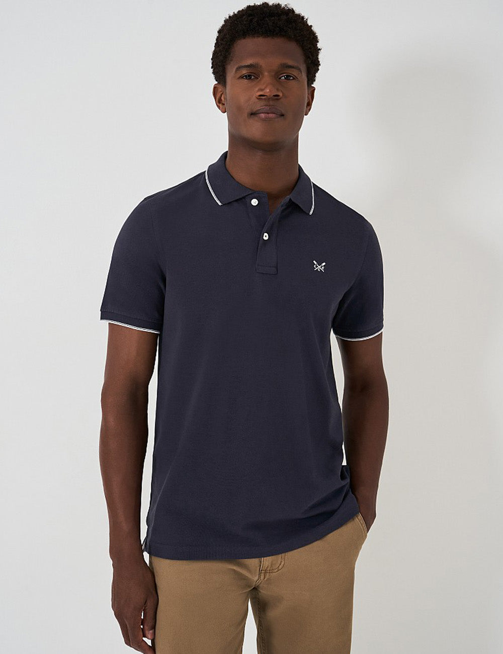 Crew Clothing Tipped Polo Shirt - Dark Navy/White