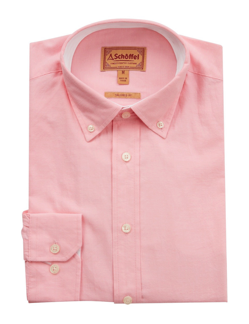 Schoffel's Titchwell Shirt in Flamingo folded on a white background