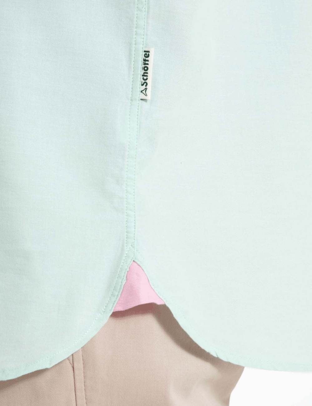 Close up of hem and seam on the Titchwell Shirt