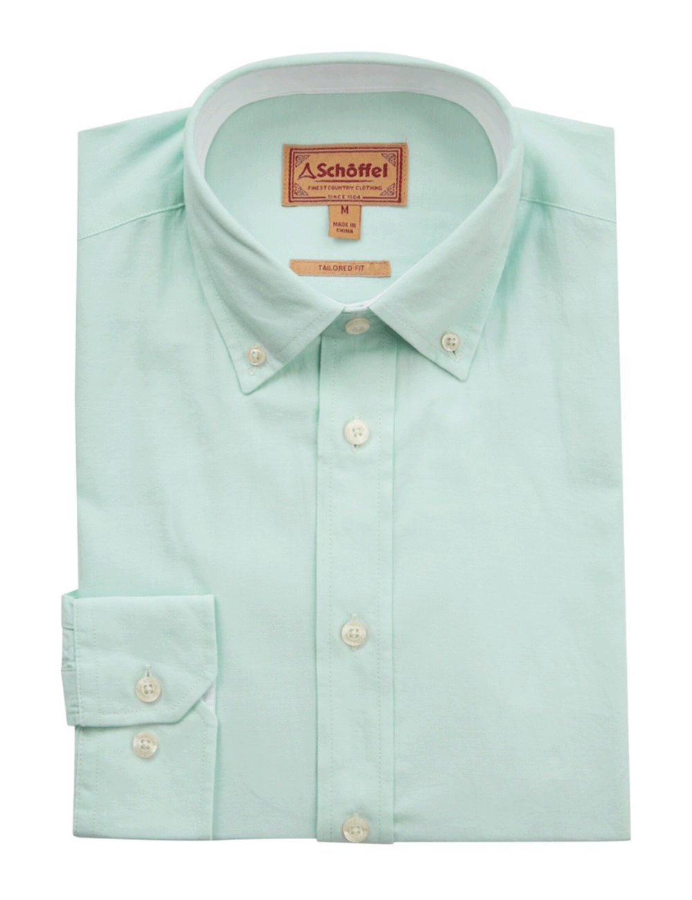Schoffel's Titchwell Shirt in Pale Mint folded on a white background