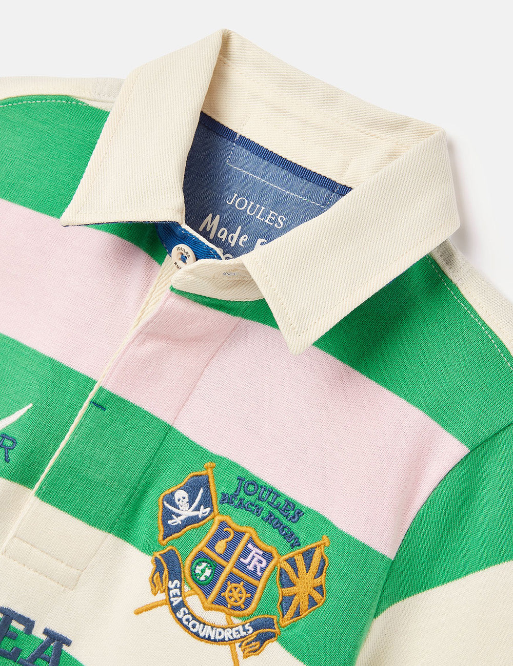 Joules Tournament Polo Shirt - Pink/Green Stripe