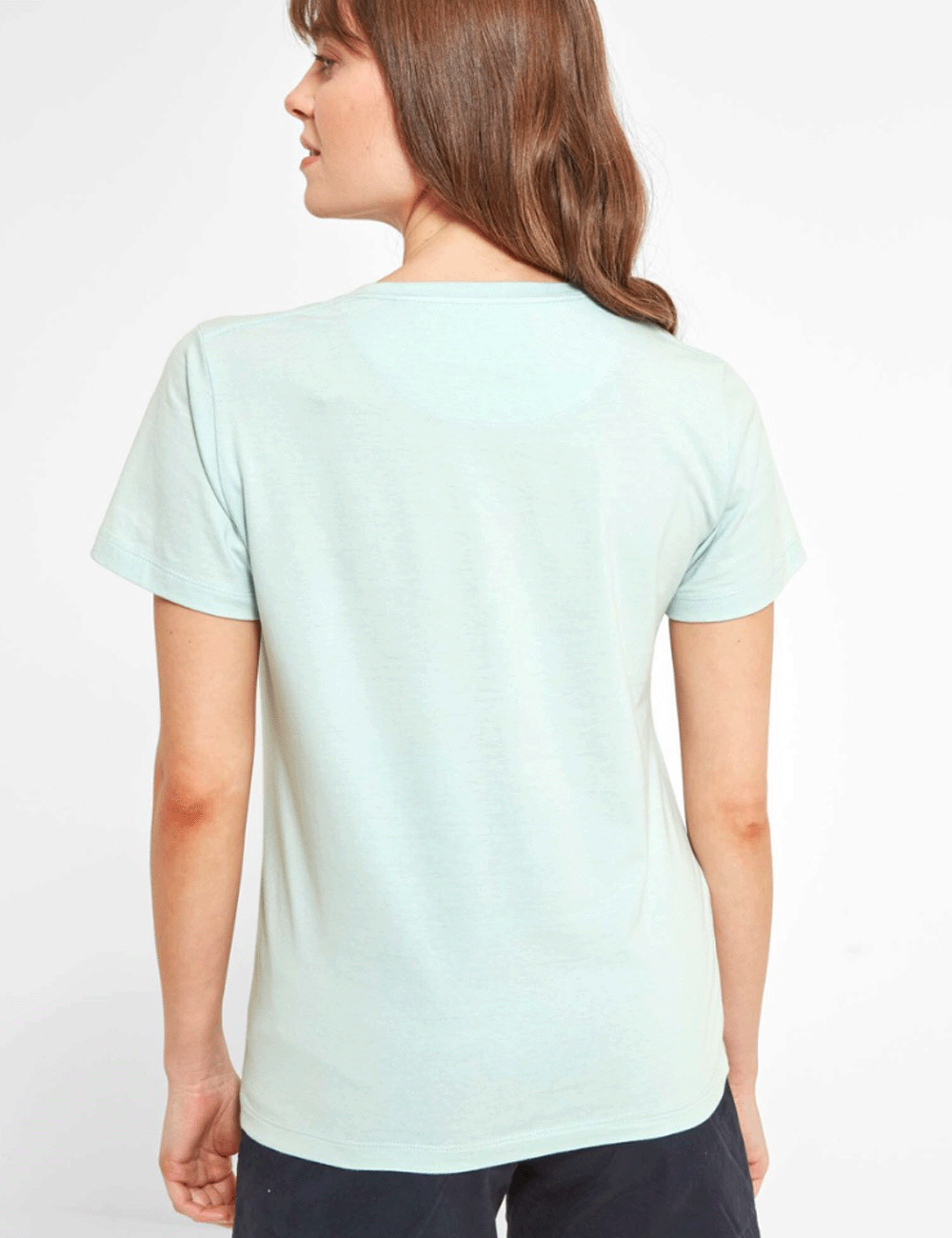 Woman facing away wearing the Tresco T-Shirt
