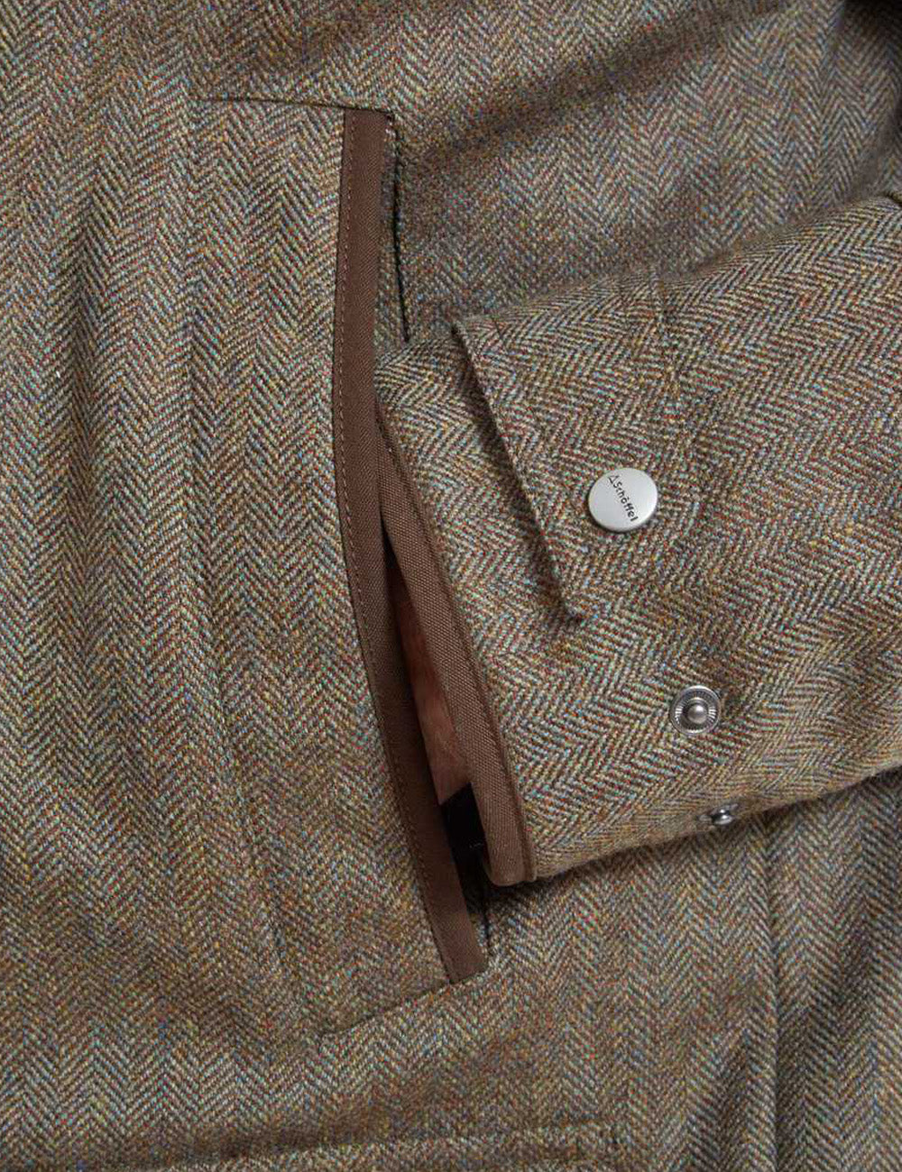 Schoffel Ptarmigan Tweed Classic Coat - Loden Green Herringbone Tweed