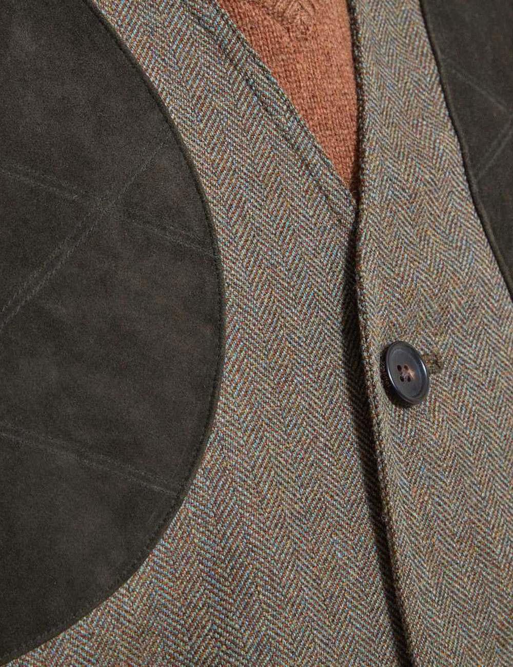 Schoffel Ptarmigan Tweed Waistcoat II - Loden Green Herringbone Tweed