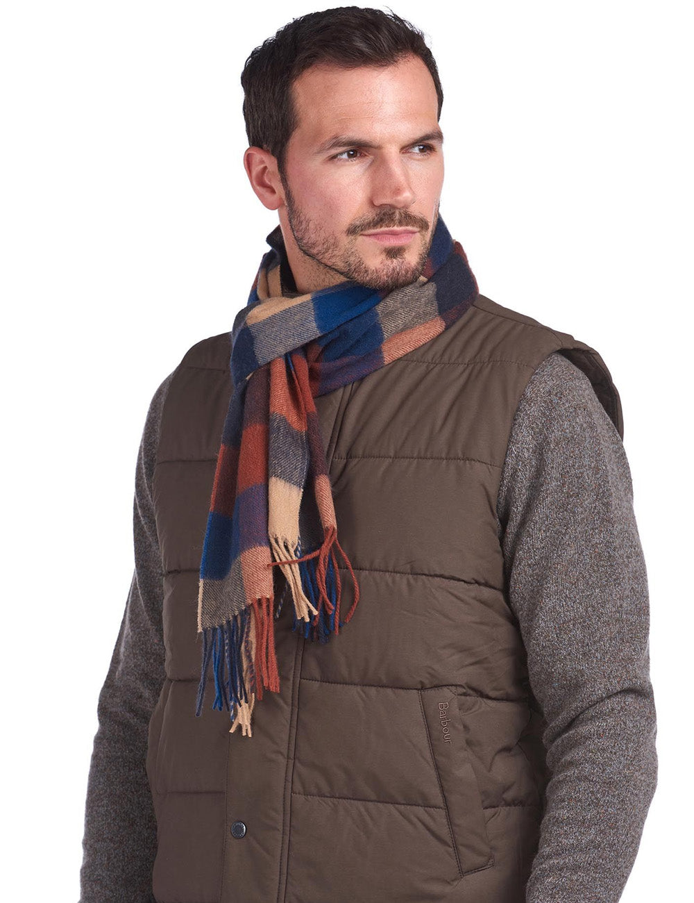 Barbour Lambswool Tattersall Scarf - Tawny Port