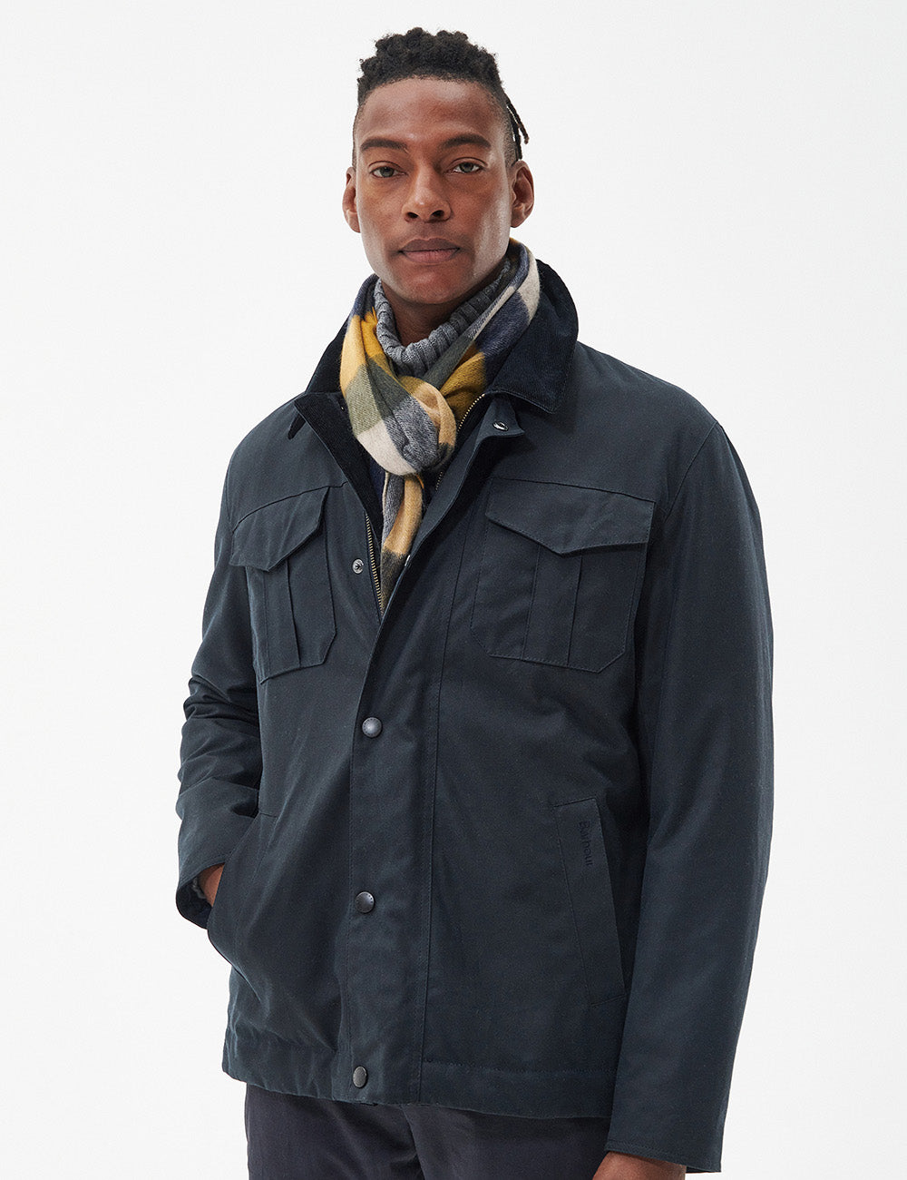 Barbour Lambswool Tattersall Scarf - Forest Mist