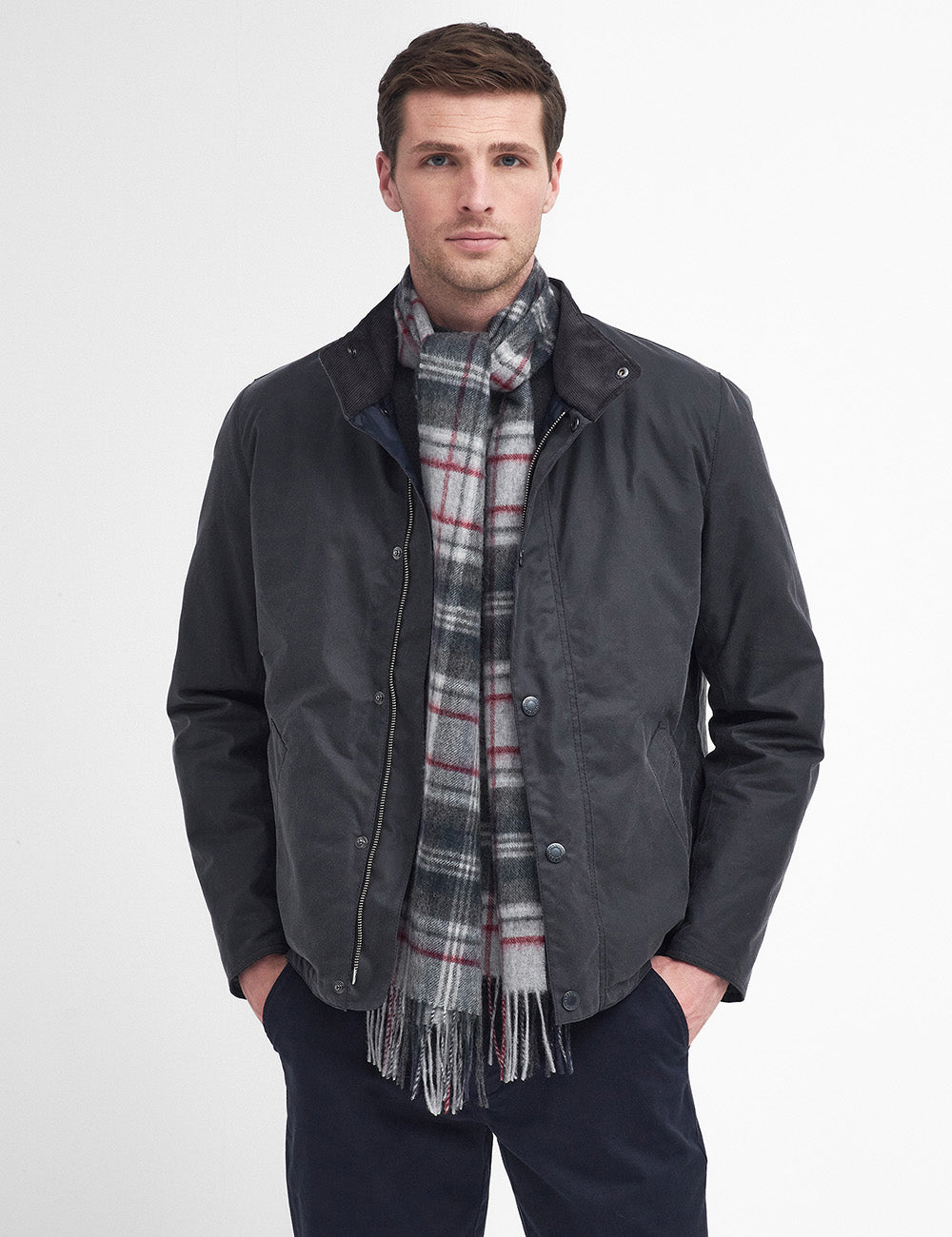 Barbour New Check Tartan Scarf - Blue Granite