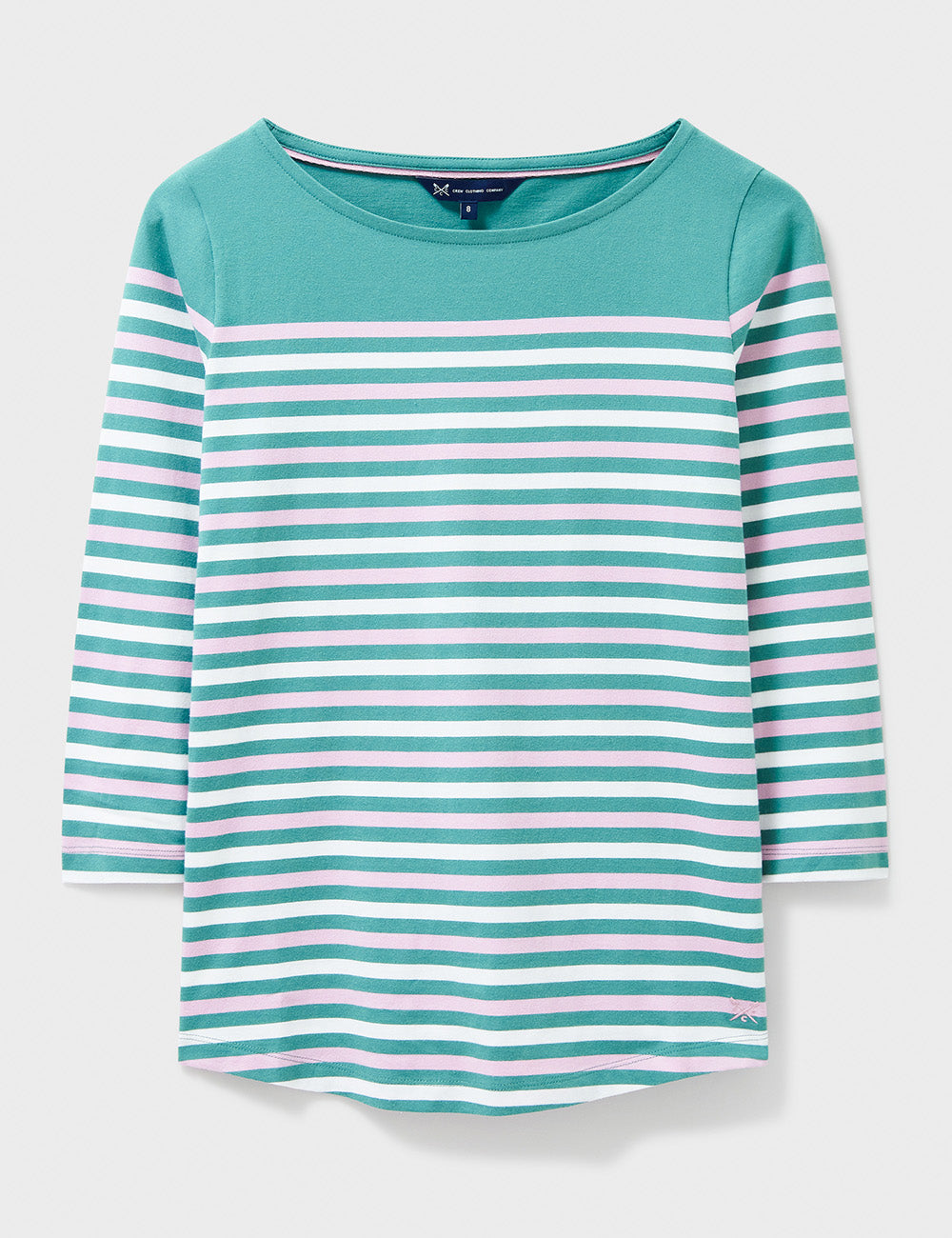 Crew Clothing Essential Breton T-Shirt - Sea/White/Pink