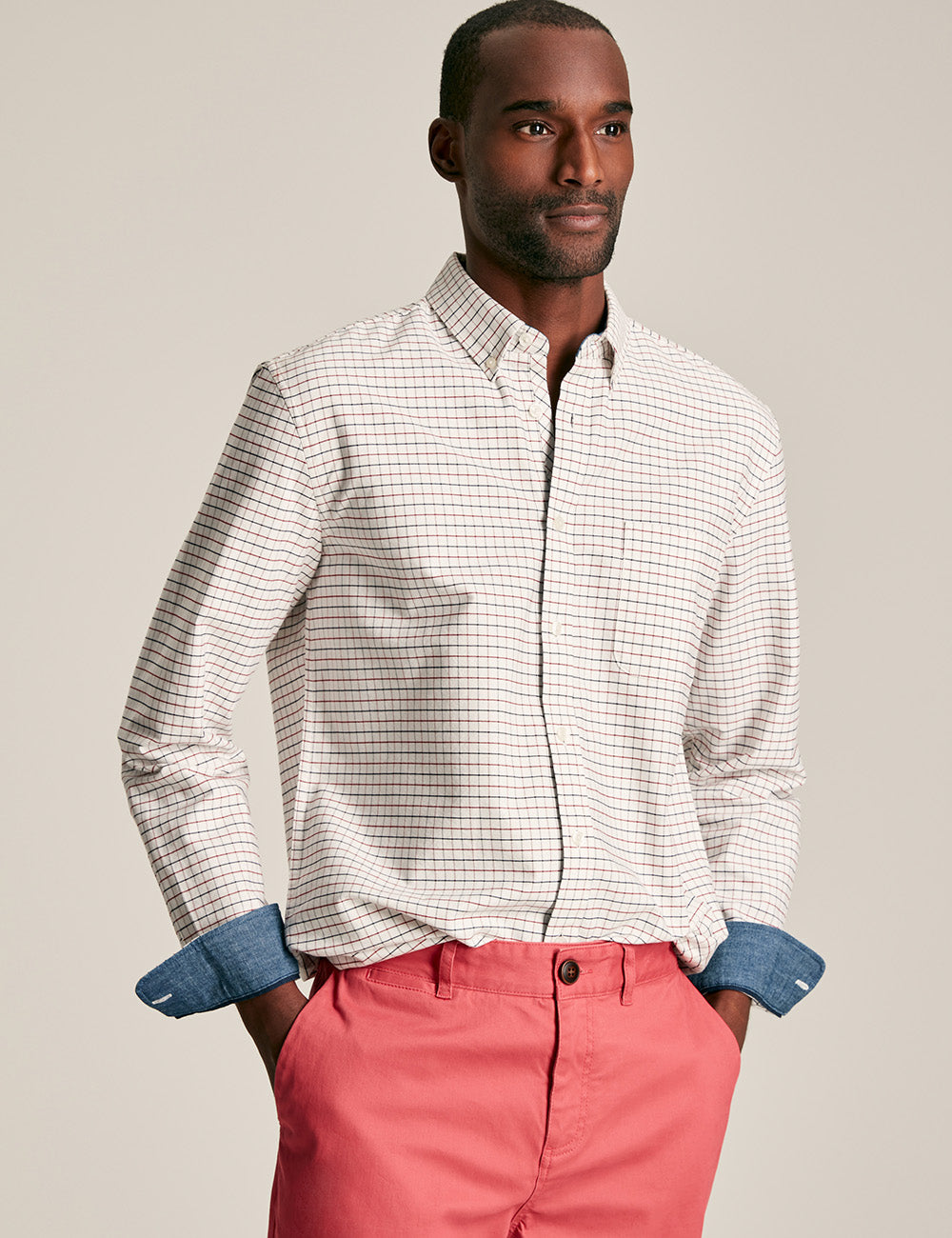 Joules Welford Shirt - Cream/Red Stripe