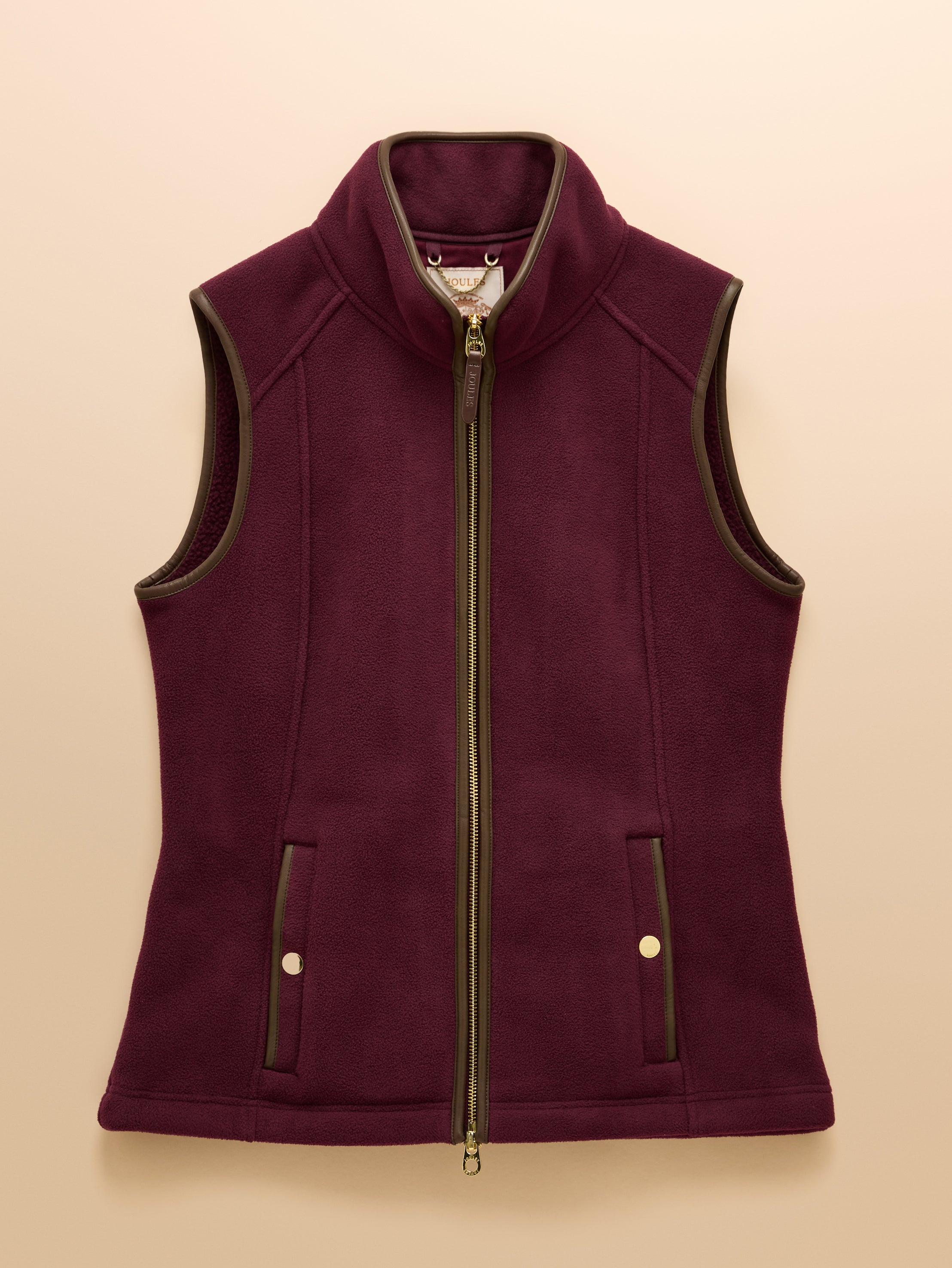 Joules Heritage Regular Fleece Gilet Bergundy