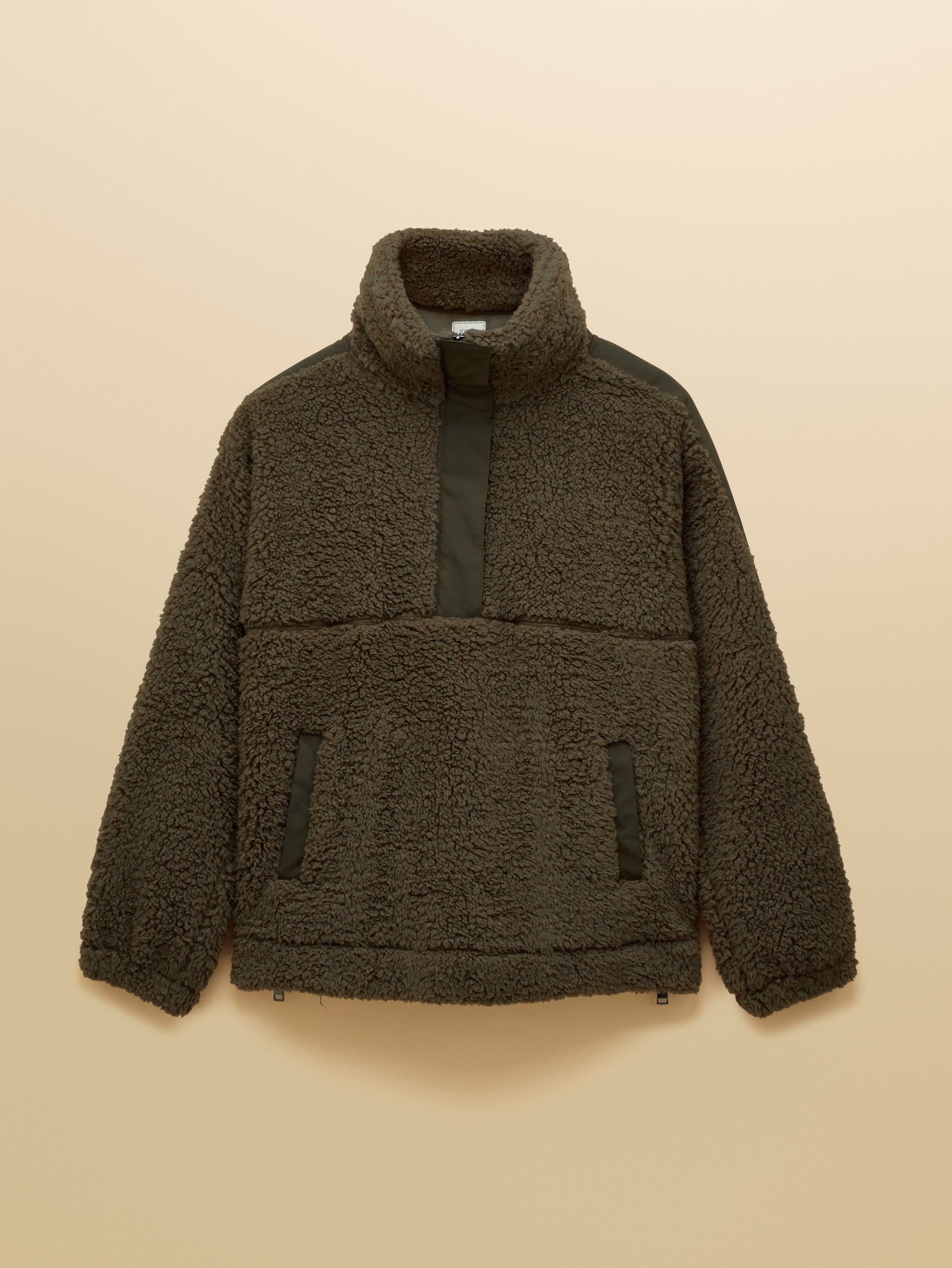 Joules Tilly Quarter Zip Borg Fleece Khaki Green