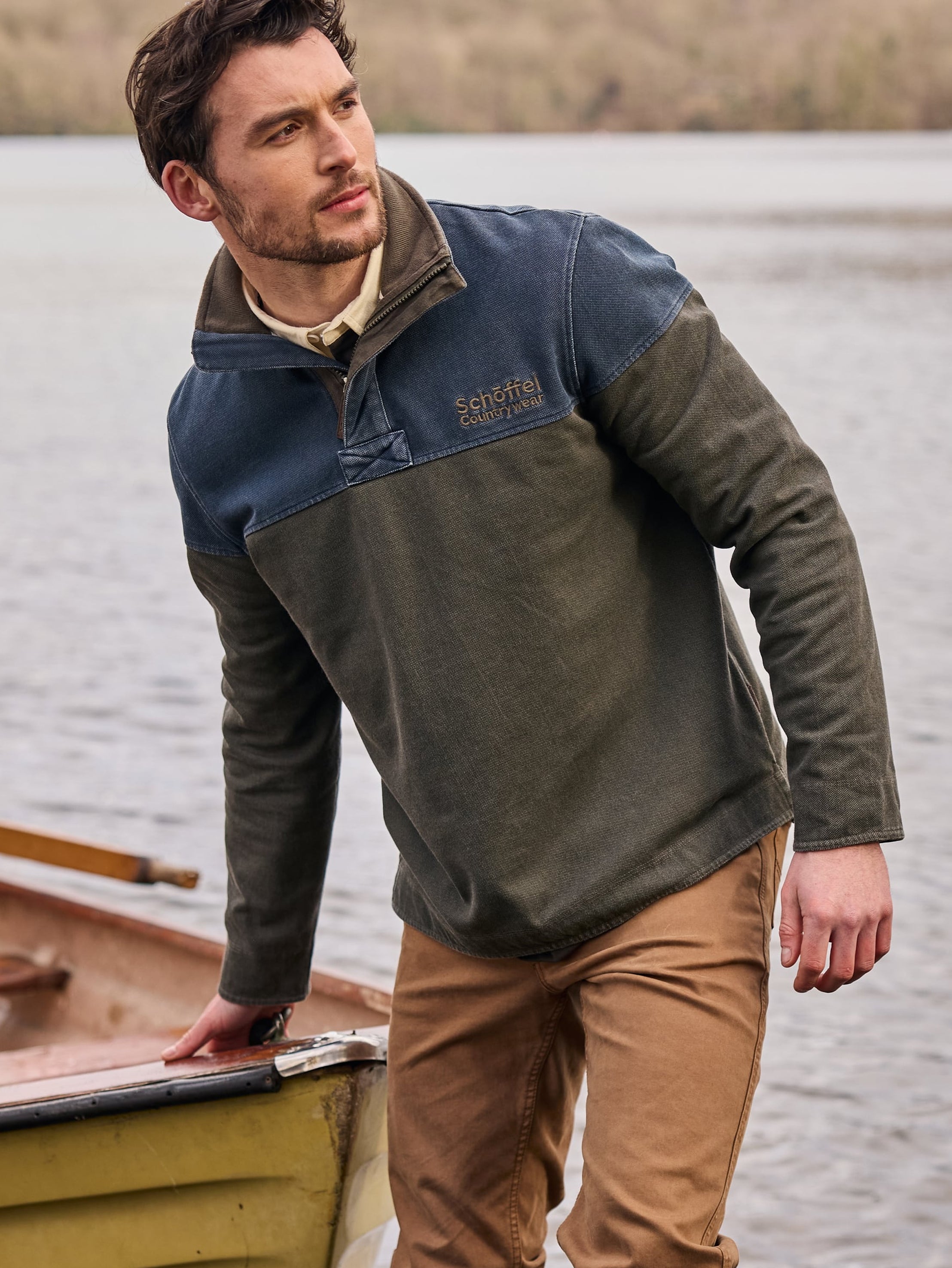 Schoffel Helford Heritage Sweatshirt Peat Green