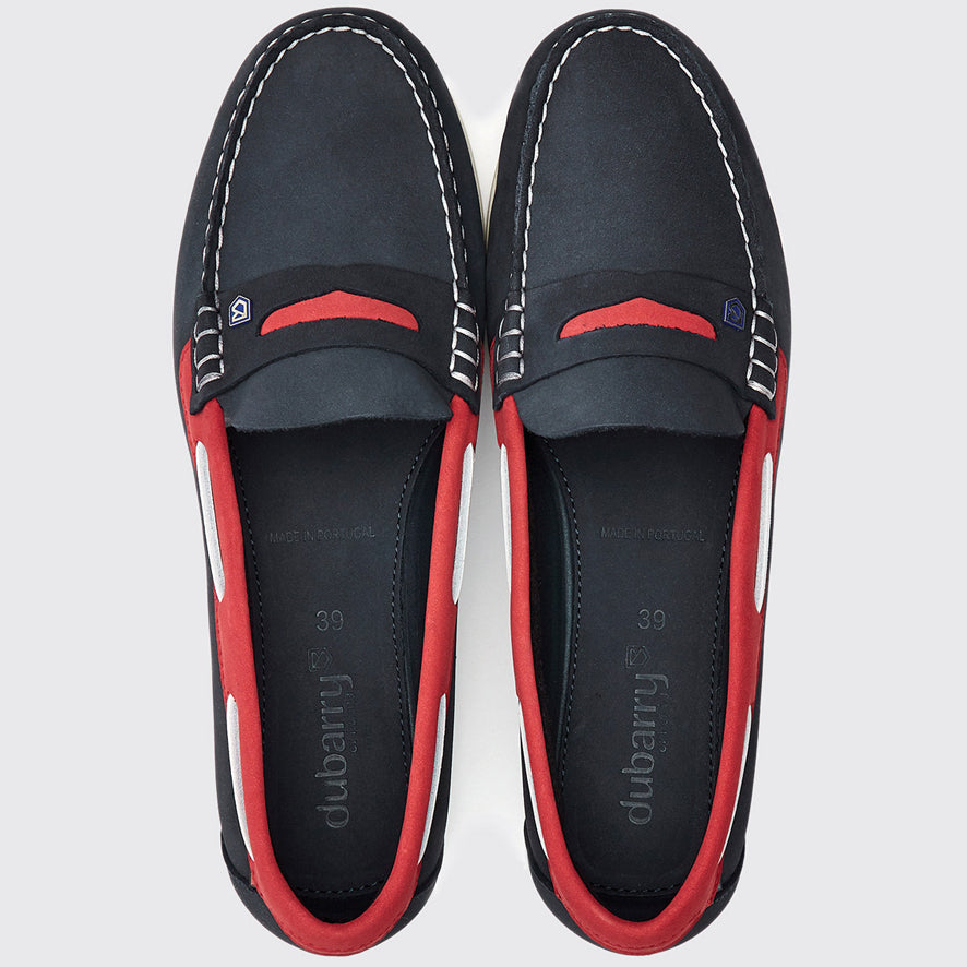 Dubarry Belize Leather Deck Shoe - Denim/Red