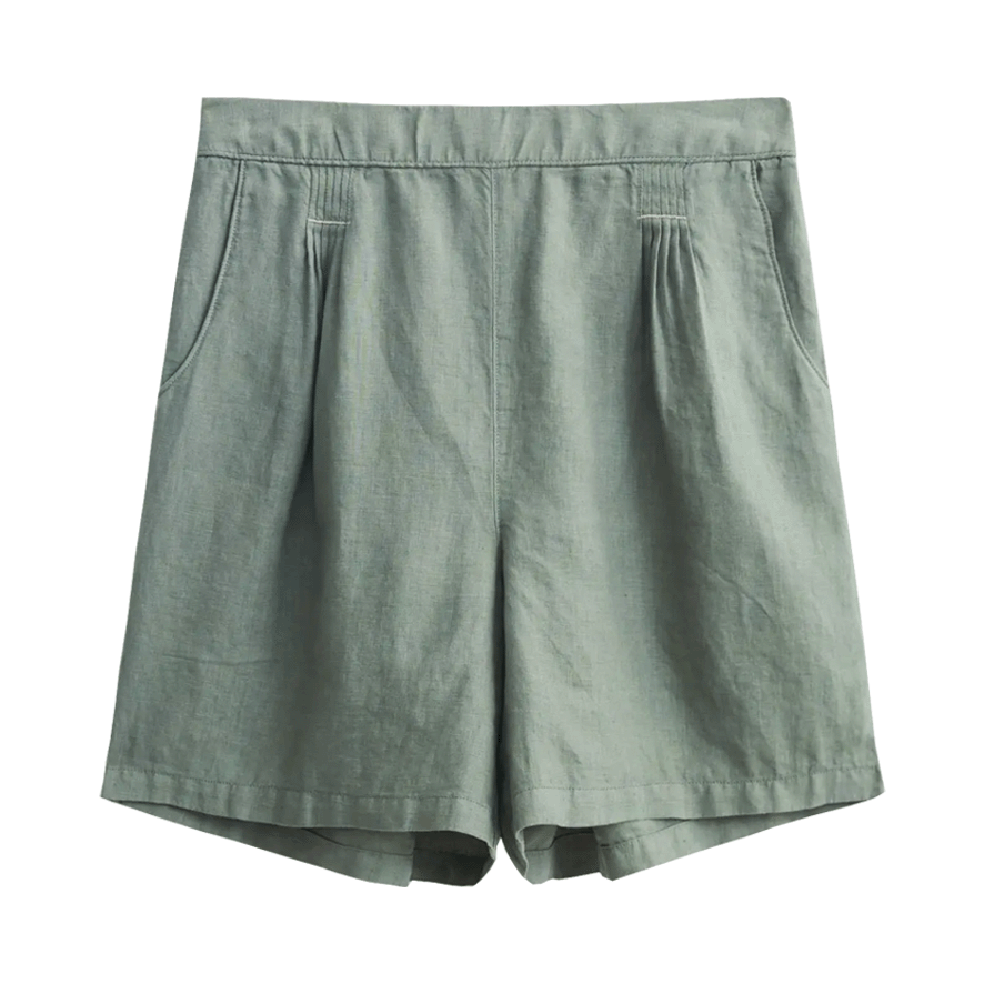White Stuff Hayley Linen Shorts- Mid Green