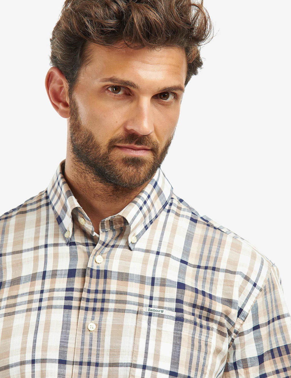 Close image of man wearing the Hartley Shirt