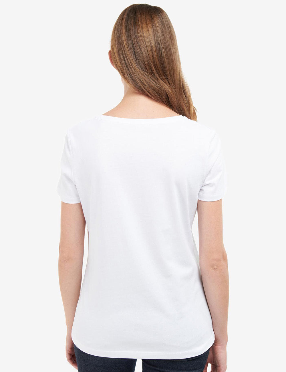 Image of woman wearing the Juniper T-Shirt form the back