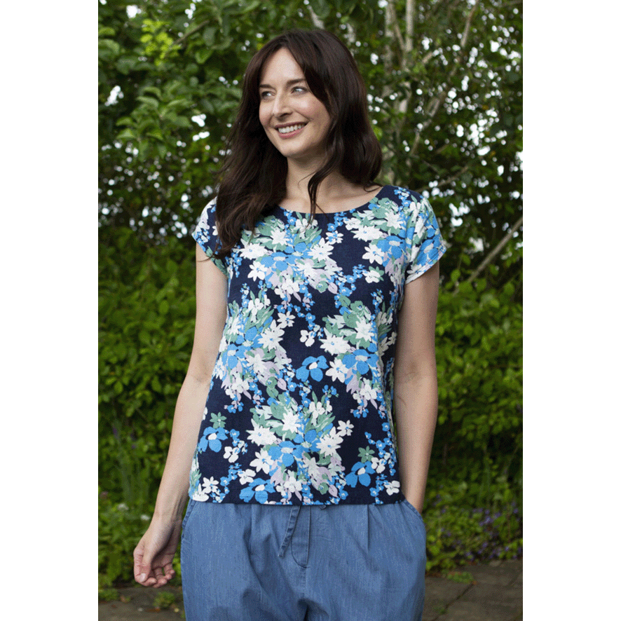 Lily & Me Sun & Shade Top Peony Bloom - Navy