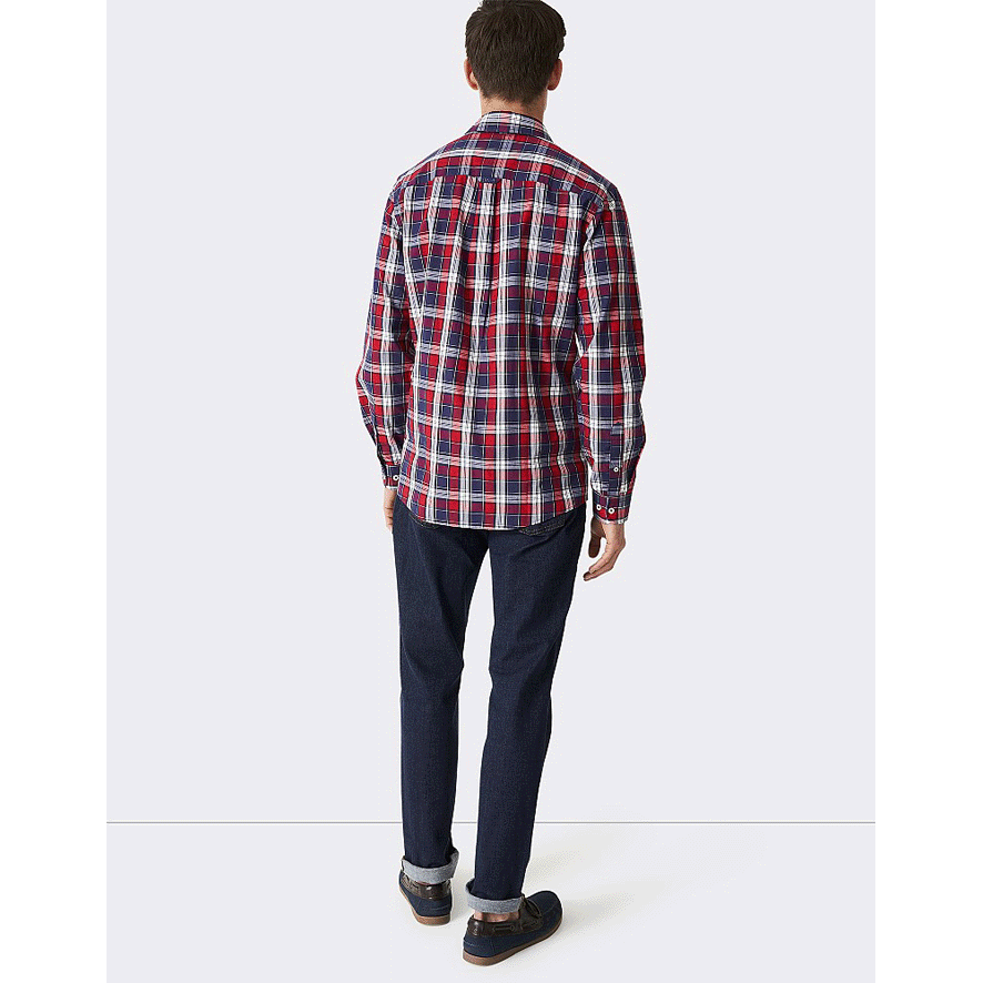 Crew Clothing Tillers Peached Poplin Shirt- Blue Red White Check