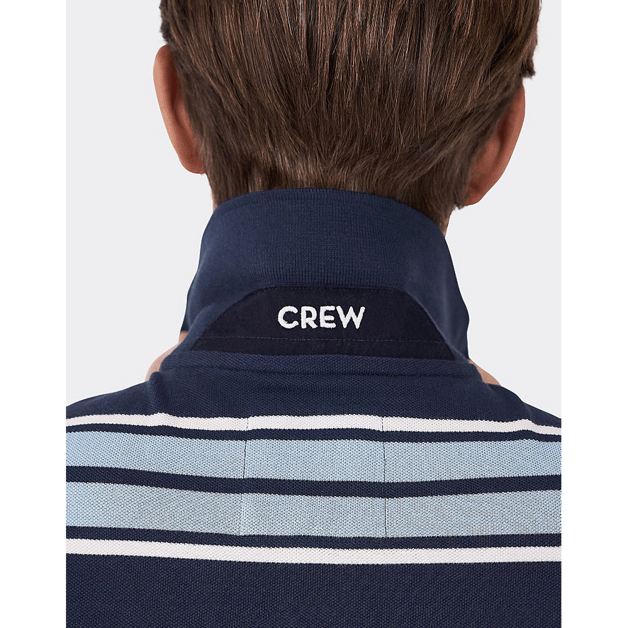 Crew Clothing Pierhead Stripe Polo Shirt- Navy Blue White Stripe