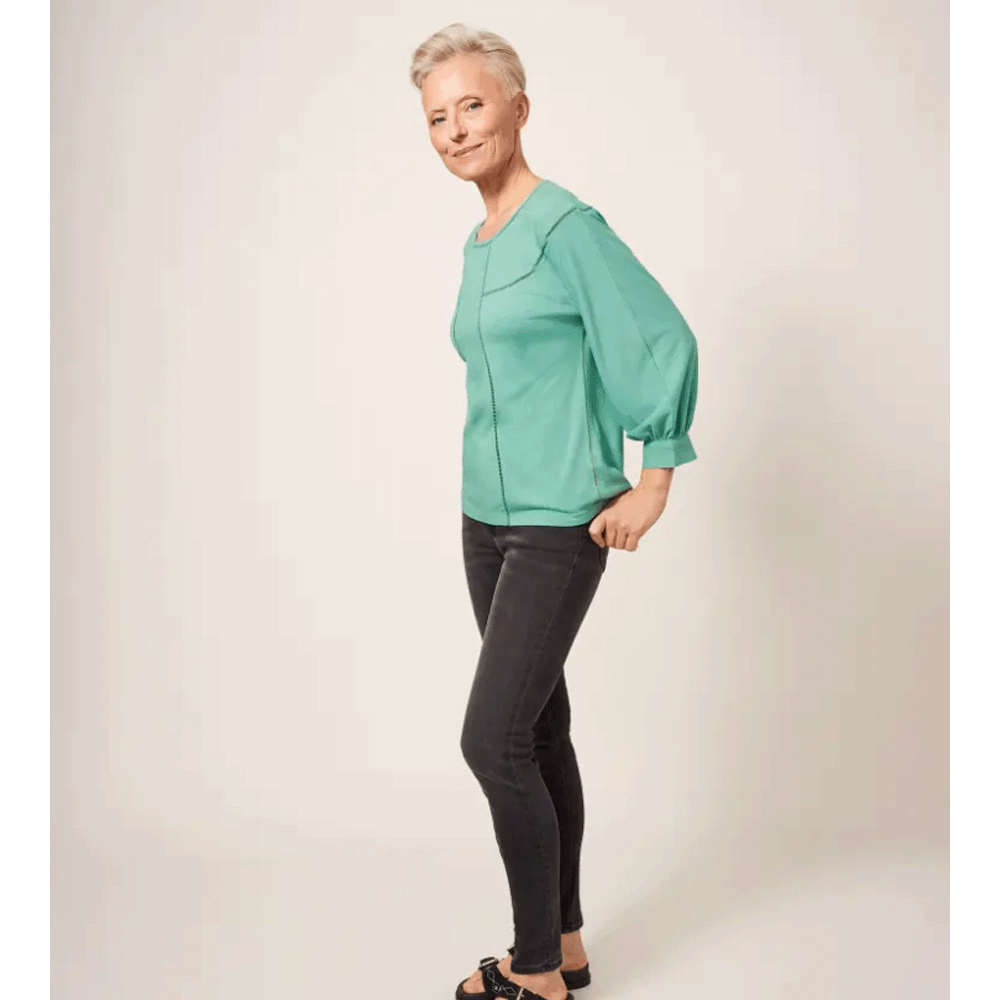 White Stuff Mollie Jersey Mix Top - Mid Teal