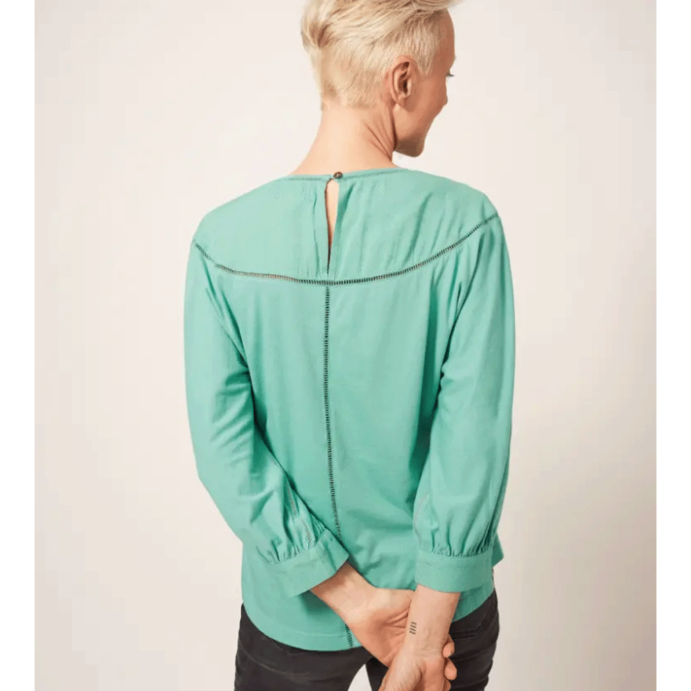 White Stuff Mollie Jersey Mix Top - Mid Teal