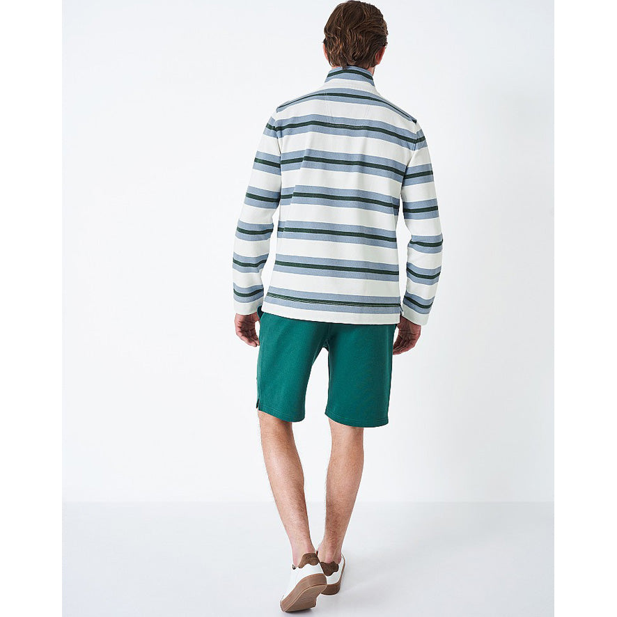 Crew Clothing Padstow Pique Sweatshirt - Blue/Green Stripe
