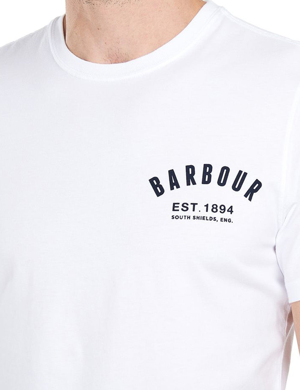 Close up of Barbour print to the chest of the Preppy T-Shirt
