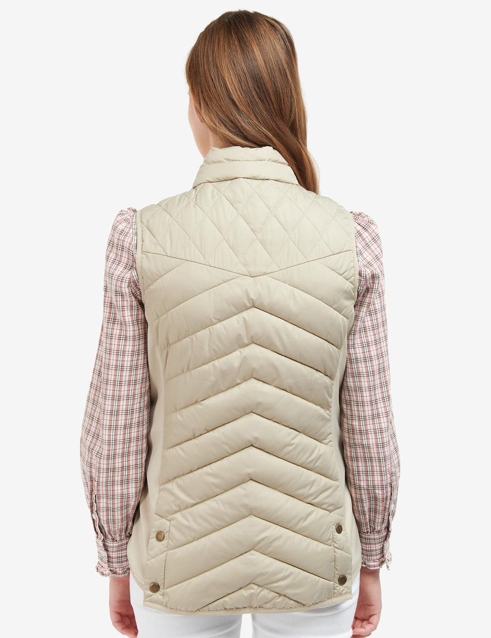Image of woman wearing the Stretch Cavalry Gilet from the back