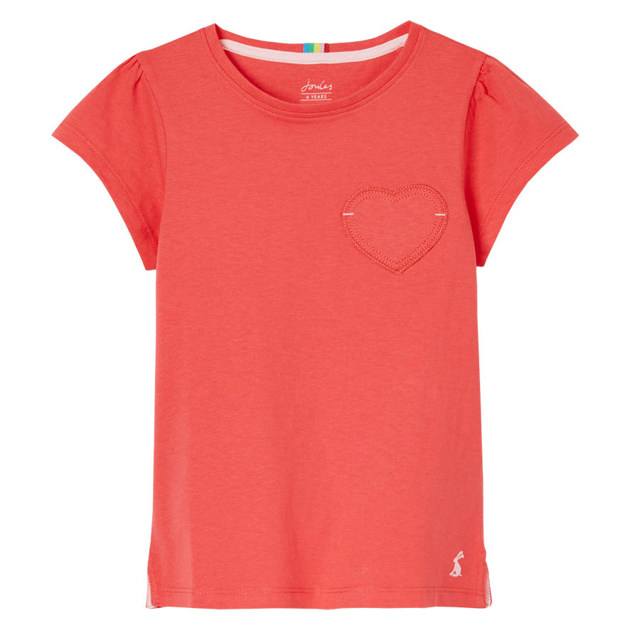 Joules Cassie Heart Patch T-Shirt - Poppy